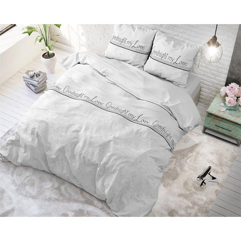 Foto van Sleeptime goodnight my love white - dekbedovertrek: 2-persoons (200 cm)