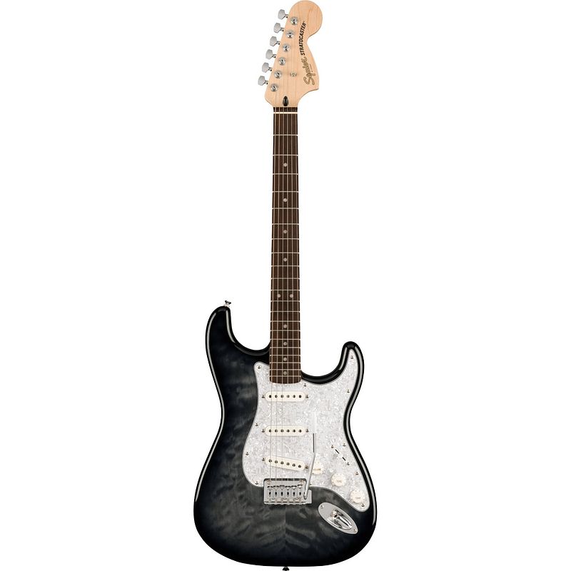 Foto van Squier fsr affinity series stratocaster qmt black burst elektrische gitaar