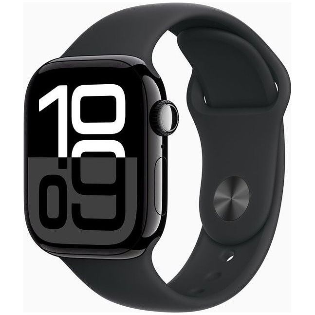 Foto van Apple watch series 10 gps 42mm aluminium case met sport band - m/l smartwatch zwart