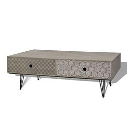 Foto van The living store salontafel retro grijs 100 x 60 x 35 cm - 4 lades