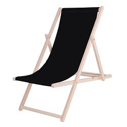 Foto van Ligbed strandstoel ligstoel verstelbaar beukenhout handgemaakt zwart