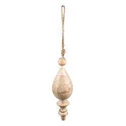 Foto van Haes deco - kersthanger ornament ø 7x19 cm - beige - kerstdecoratie, decoratie hanger, kerstboomversiering