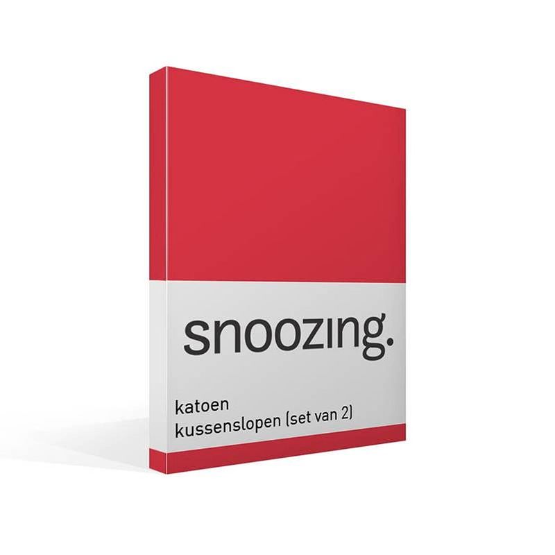 Foto van Snoozing - kussenslopen - set van 2 - katoen - 50x70 - rood