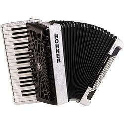 Foto van Hohner bravo iii 96 wit, silent key accordeon