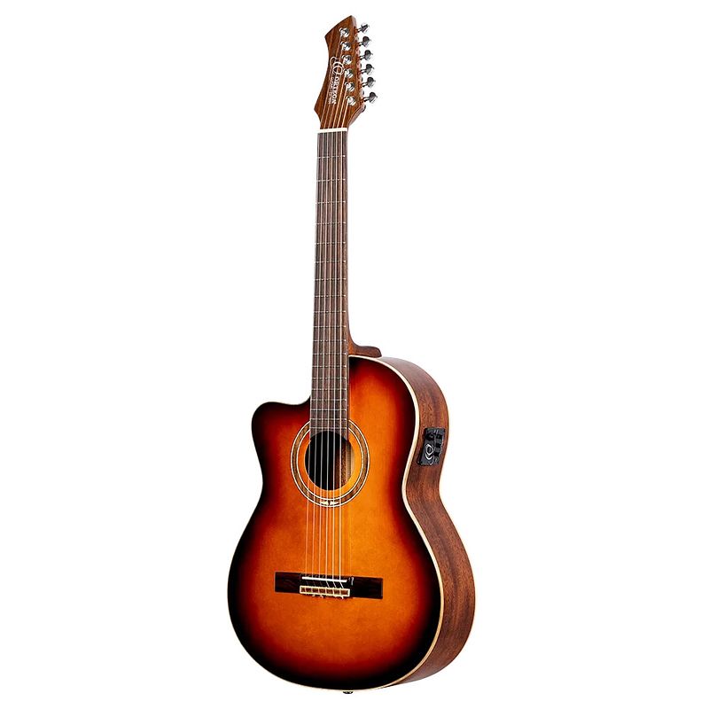 Foto van Ortega rce238sn-ft-l performer series linkshandige e/a klassieke gitaar met gigbag