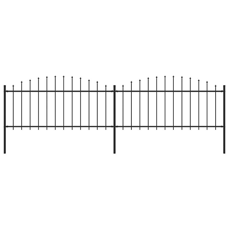 Foto van Vidaxl tuinhek met speren bovenkant (0,5-0,75)x3,4 m staal zwart