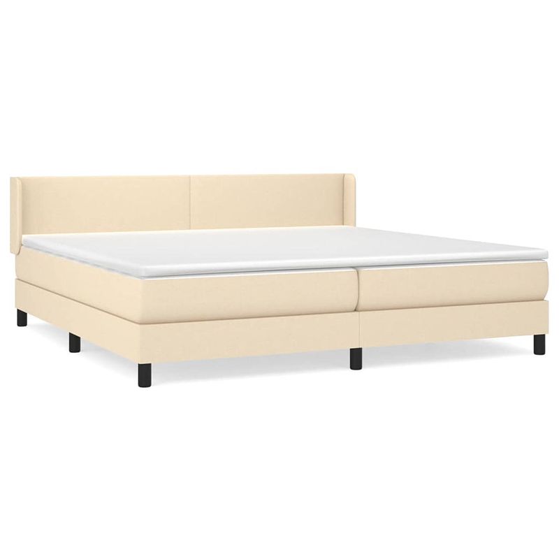 Foto van The living store boxspringbed - crème - 203 x 203 x 78/88 cm - pocketvering matras - middelharde ondersteuning -