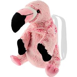 Foto van Pluche flamingo vogel rugtas/rugzak knuffel 32 cm - flamingo vogels knuffels - speelgoed voor kinderen