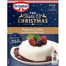 Foto van Dr. oetker panna cotta met bosvruchtencoulis mix voor kerst dessert 109g bij jumbo