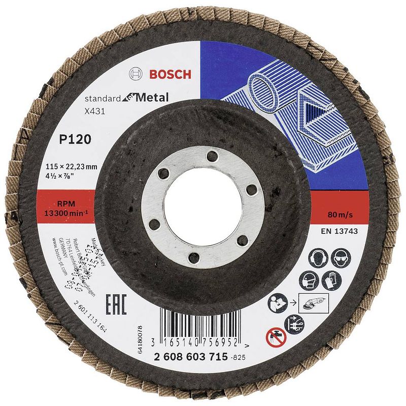 Foto van Bosch accessories 2608603715 x431 lamellenschijf diameter 115 mm boordiameter 22.33 mm staal 1 stuk(s)