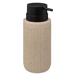 Foto van 5five zeeppompje/zeep dispenser onyx - beige - polystone - 17 x 7 cm - 350 ml - zeeppompjes