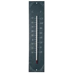 Foto van Tuin/buiten thermometer van leisteen 45 cm - buitenthermometers