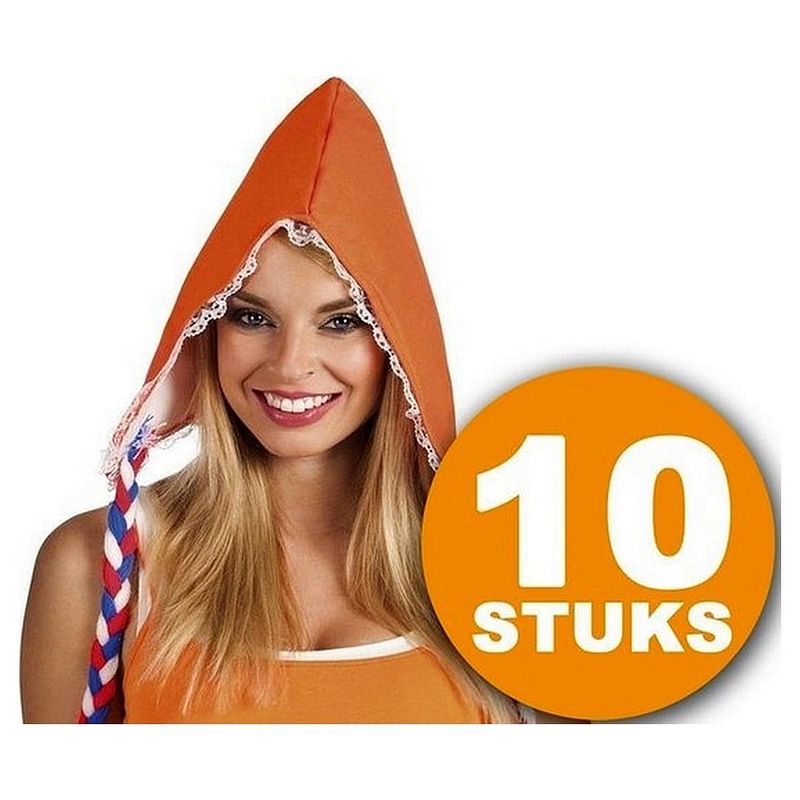 Foto van Oranje feestkleding 10 stuks boerinnenkapje feestkleding ek/wk voetbal