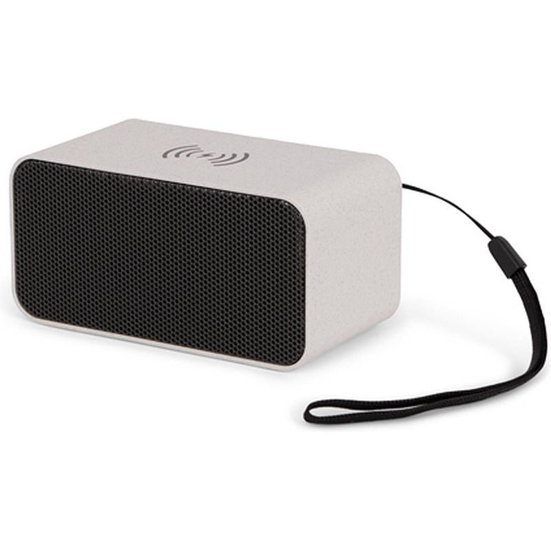 Foto van Brainz bluetooth speaker - draadloze oplader - beige