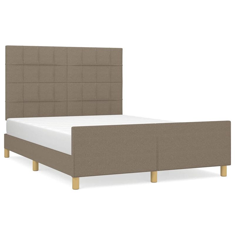 Foto van The living store bedframe taupe 193x146x118/128 cm - verstelbaar hoofdeinde - stabiele poten - multiplex lattenbodem -