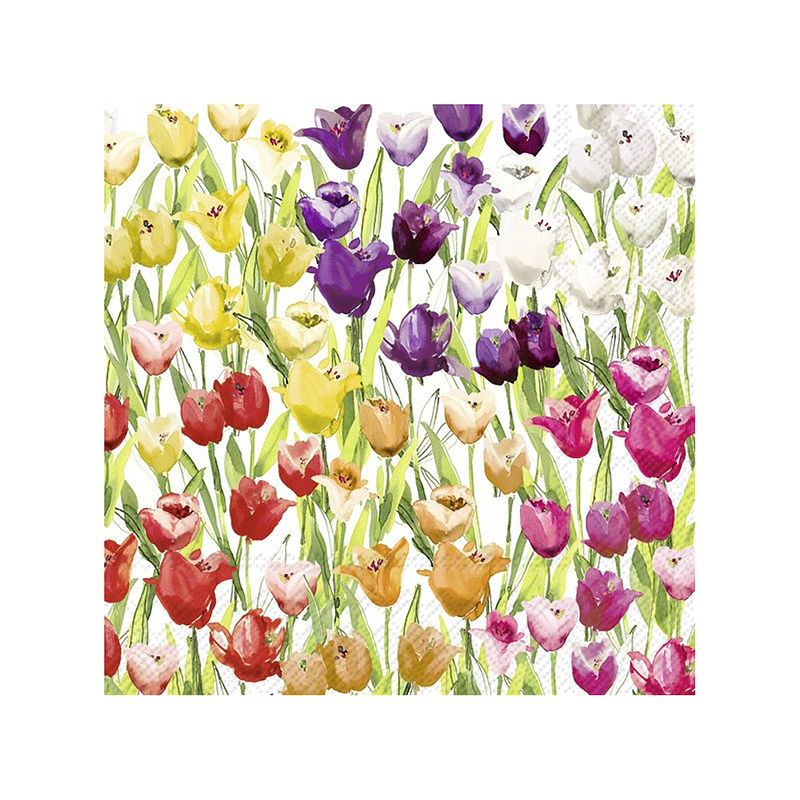 Foto van 20x gekleurde 3-laags servetten tulpen 33 x 33 cm - feestservetten