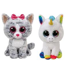 Foto van Ty - knuffel - beanie buddy - kiki cat & pixy unicorn