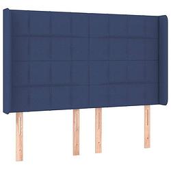 Foto van Vidaxl hoofdbord met randen 147x16x118/128 cm stof blauw