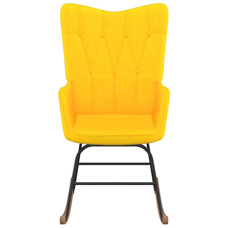 Foto van The living store schommelfauteuil stoel - 61 x 78 x 98 cm - mosterdgeel