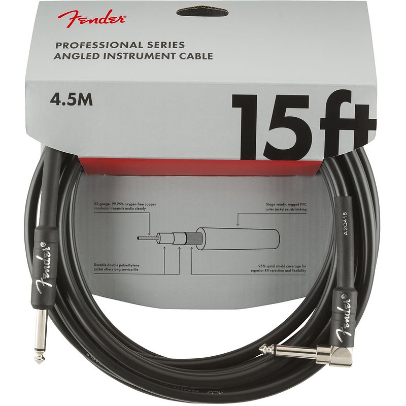 Foto van Fender professional series black jackkabel 4.5m haaks