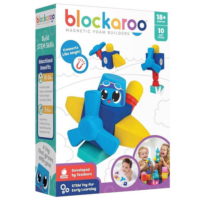 Foto van Blockaroo speelset vliegtuig foam blocks junior rubber 10-delig