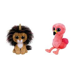 Foto van Ty - knuffel - beanie boo's - ramsey lion & gilda flamingo