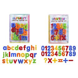 Foto van 1x set magnetische gekleurde alfabet speelgoed letters en cijfers 52 stuks 4 cm - magneten