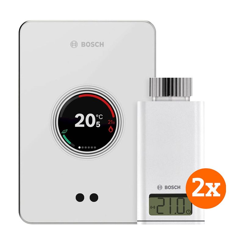 Foto van Bosch easycontrol ct200 wit + 2x bosch easycontrol smart radiator thermostat rt10-rf