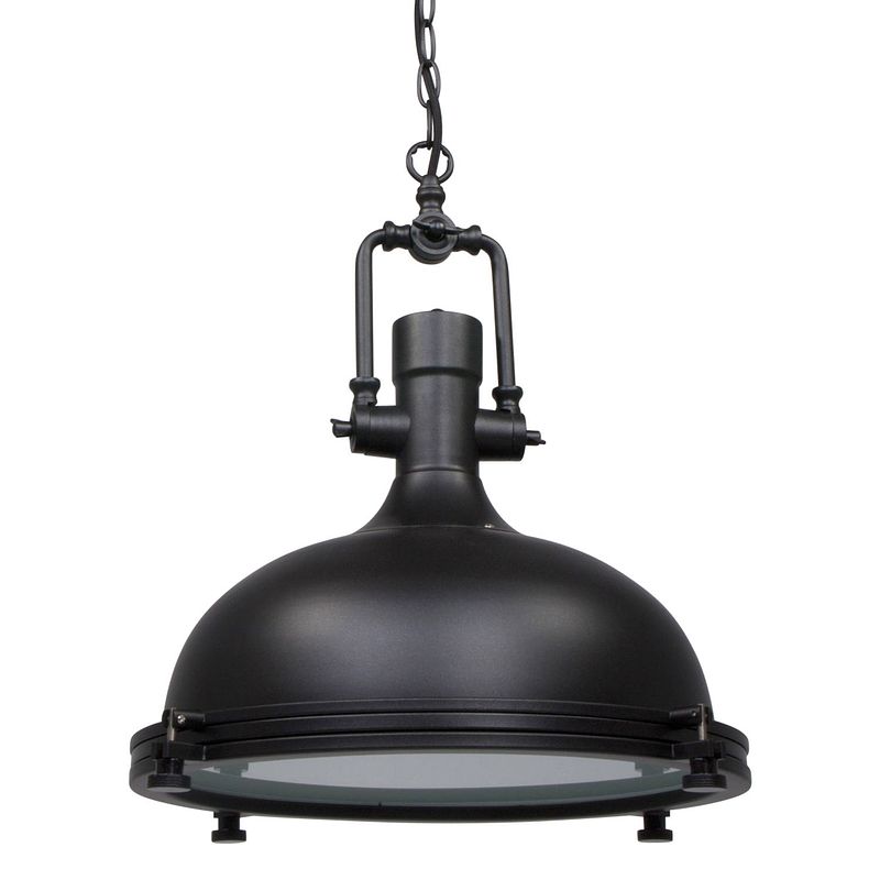 Foto van Industriële hanglamp - mexlite - glas - industrieel - e27 - l: 40cm - voor binnen - woonkamer - eetkamer - zwart