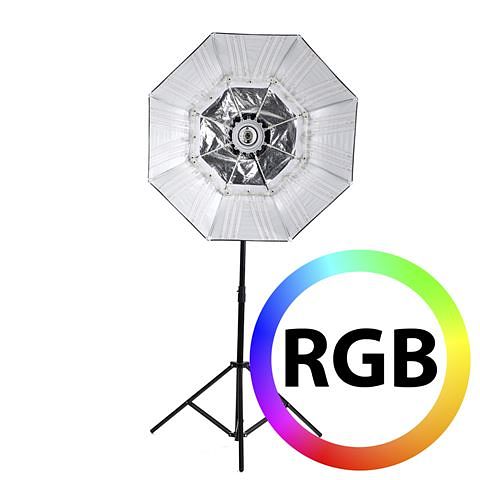 Foto van Falcon eyes rgb led lamp rx-782 met opvouwbare softbox 100 cm