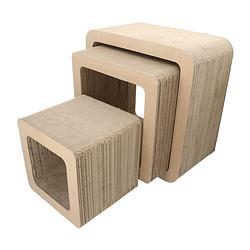 Foto van 4animalz® cube beech - kartonnen krabpaal katten - 45x24x45cm - bruin