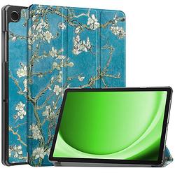 Foto van Basey samsung galaxy tab a9 plus hoesje kunstleer hoes case cover -bloesem