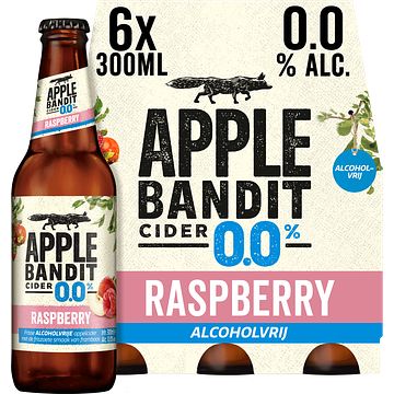 Foto van Apple bandit raspberry 0.0 cider fles 6 x 300ml bij jumbo