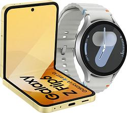 Foto van Samsung galaxy z flip 6 512gb geel 5g + samsung galaxy watch 7 zilver 44mm