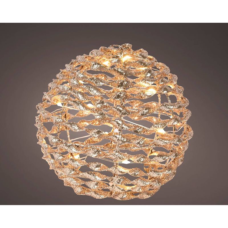 Foto van Lumineo - microled bal d15 cm goud/warm wit kerst