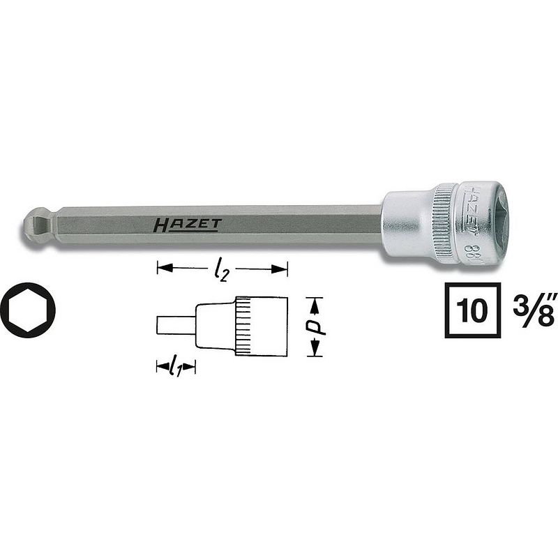 Foto van Hazet 8801kk-10 inbus dopsleutel-bitinzet 10 mm 3/8 (10 mm)