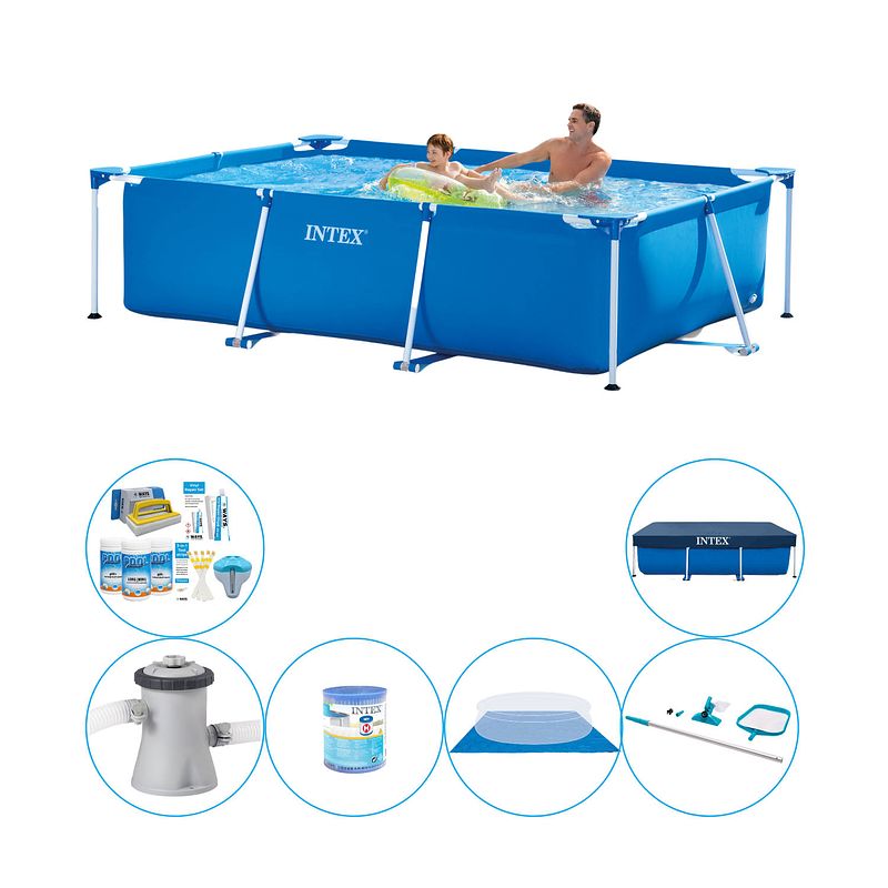 Foto van Intex frame pool rechthoekig 260x160x65 cm - zwembad combi deal