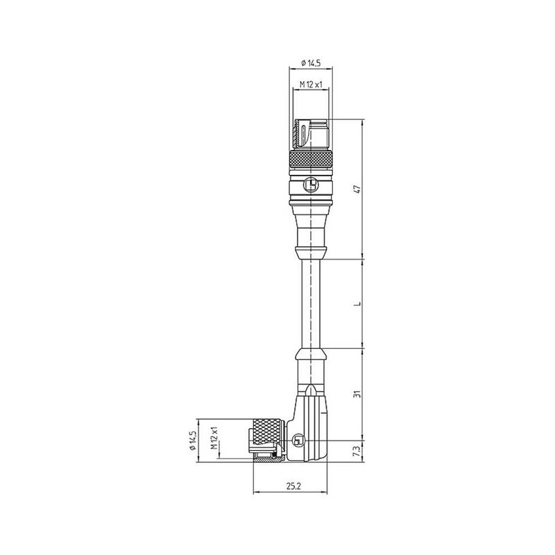 Foto van Lutronic 1153 sensor/actuator aansluitkabel m12 aantal polen: 3 stekker, recht, bus, haaks 2.00 m 1 stuk(s)