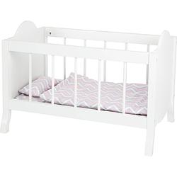 Foto van Small foot poppenbed met beddengoed junior 50 x 30 cm hout wit