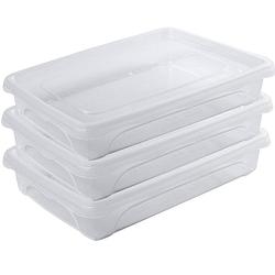 Foto van 3x voedsel plastic bewaarbakje laag 0,5 liter transparant 18 x 12 x 4 cm - vershoudbakjes