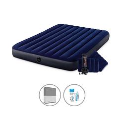 Foto van Intex luchtbedset- 2-persoons - 152 x 203 x 25 cm - blauw - incl. handpomp en kussens + accessoires