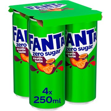 Foto van Fanta exotic zero sugar 4 x 250ml bij jumbo