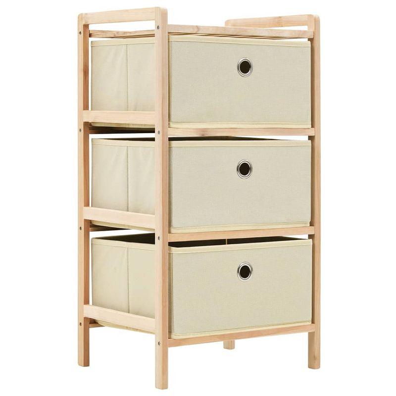 Foto van The living store opslagmeubel - cederhout - 3 manden - 32x26x60cm - beige - draagvermogen 2kg - 2 rekken