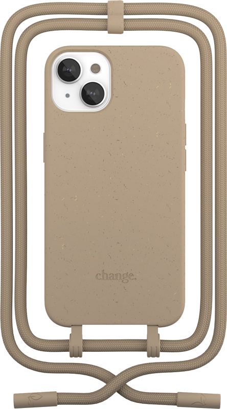 Foto van Change case apple iphone 14 plus back cover met koord bruin