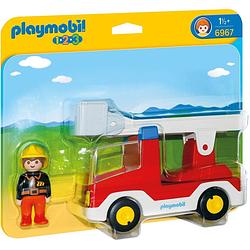 Foto van Playmobil 1.2.3 brandweerwagen met ladder 6967
