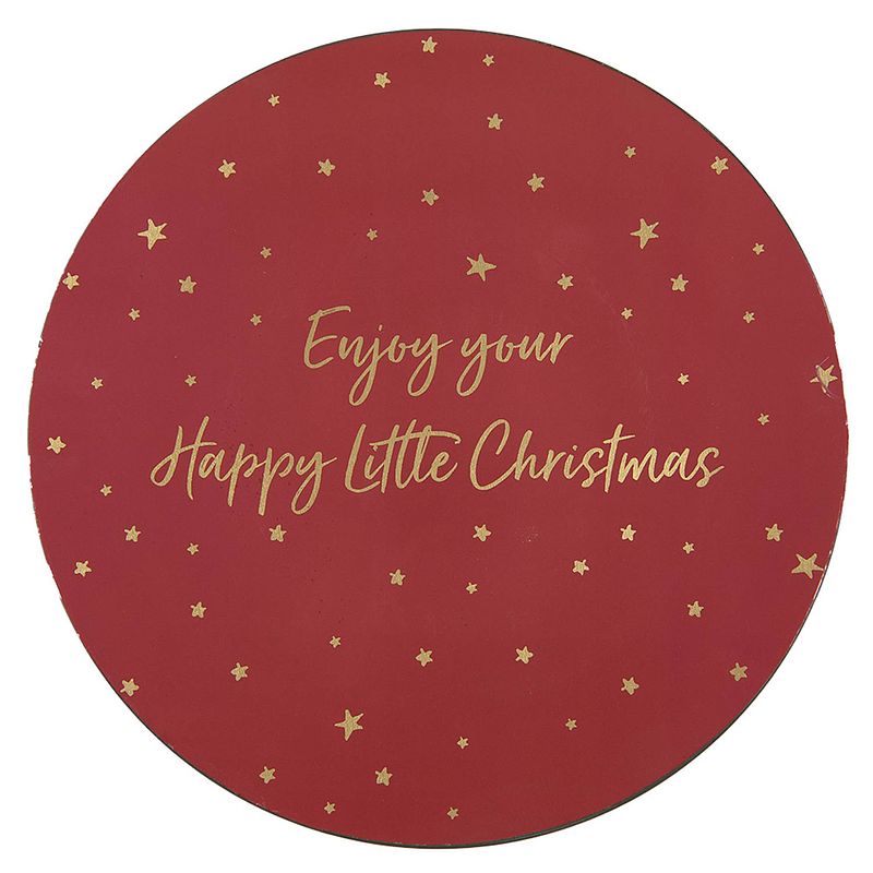 Foto van Clayre & eef onderbord ø 33 cm rood goudkleurig melamine sterren enjoy your happy little christmas rood