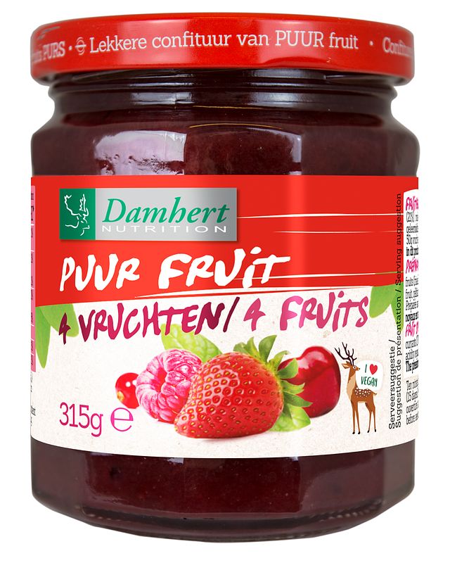 Foto van Damhert puur fruit confituur 4 vruchten