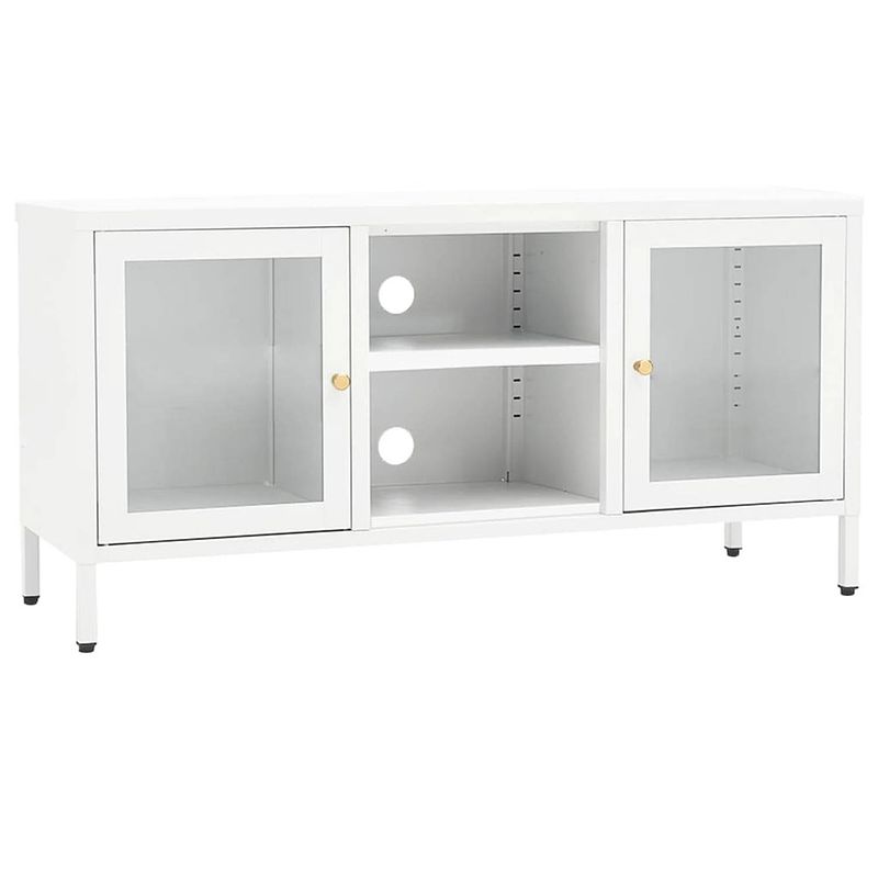 Foto van Vidaxl tv-meubel 105x35x52 cm staal en glas wit