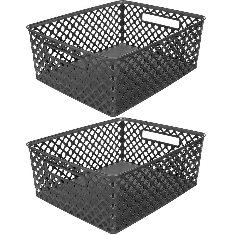 Foto van 5five opbergmanden - 2 stuks - 11 liter - kunststof - zwart - opbergmanden