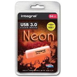 Foto van Integral neon usb 3.0 stick, 64 gb, oranje